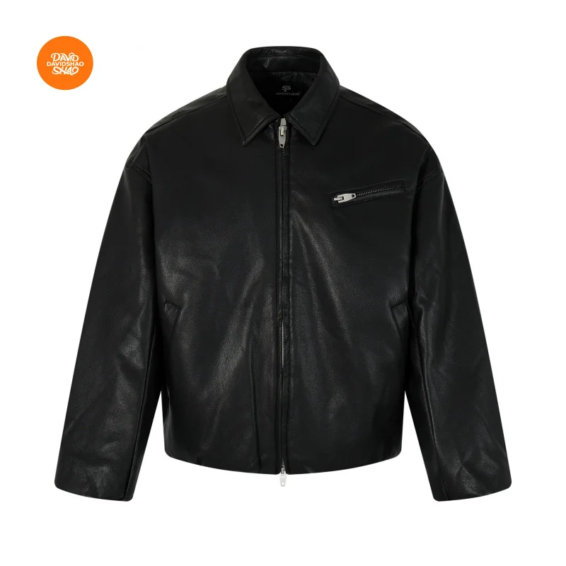

DAVIDSHAO EU US Size Top Quality Street Outdoor Wear Luxury Men Biker Motorcycle Bomber Leather Jacket