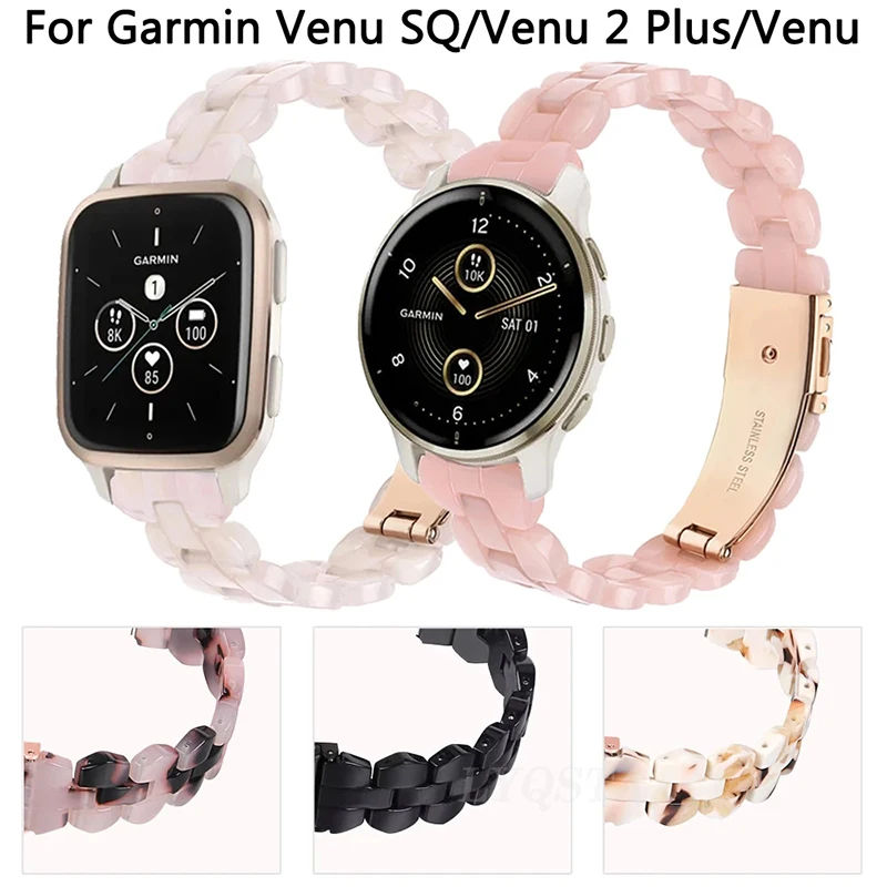 New 20mm women\'s watches strap For Garmin Venu SQ 2 Plus 2Plus Watchband For Vivoactive 3 HR Forerunner 245 55 Resin Bracelet