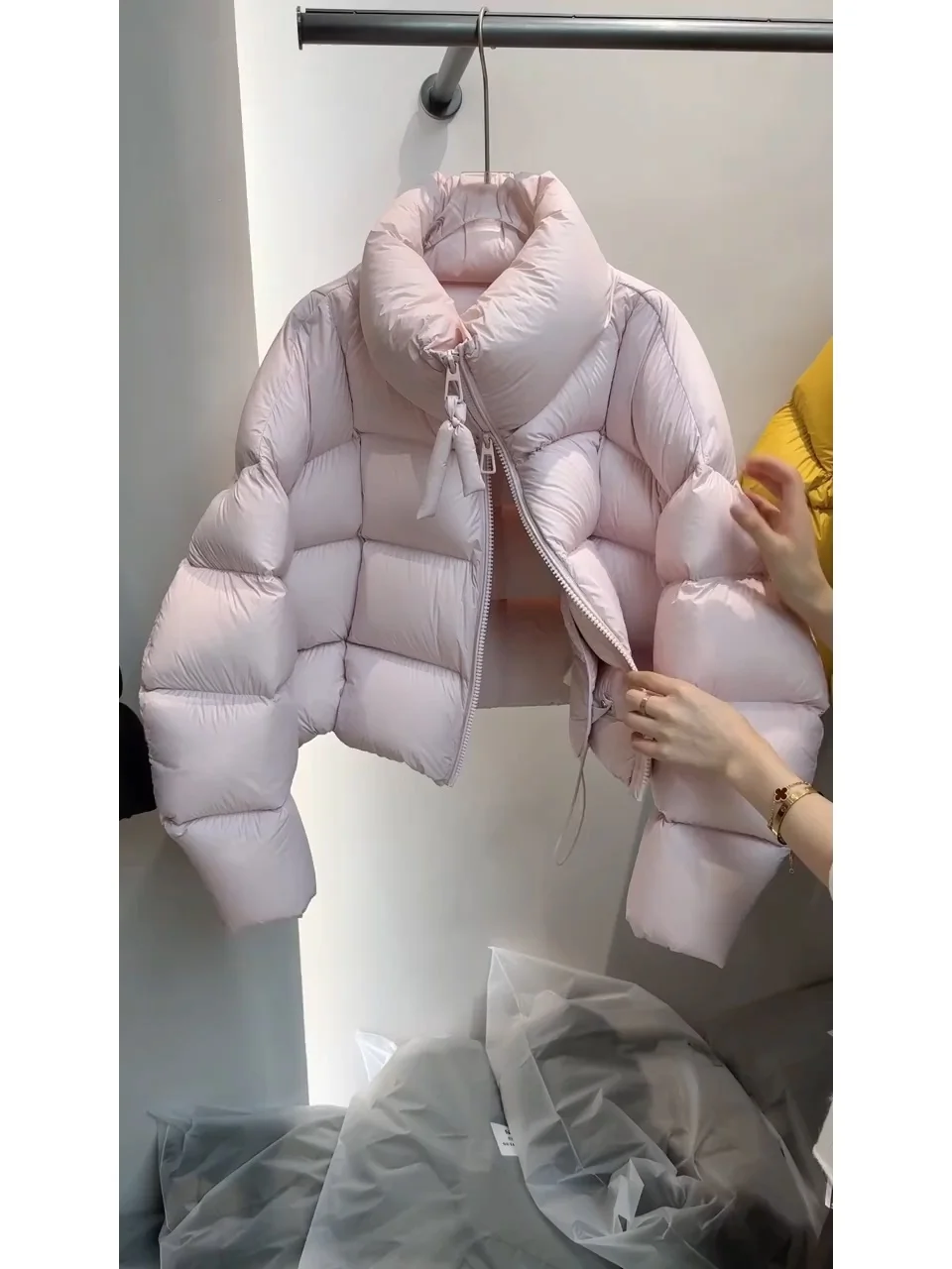 

Korean Sle ort Thiened Cotton Jaet Women's Winter New Stand Collar Warmth Bread Coat Outerwear Soft Pink Gentle Wind