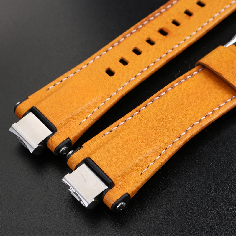 14mm Stainless Steel adapter Italian Genuine Leather Watchband For Casio G-Shock GST-B400 men cowhide Watch Strap nylon Bracelet