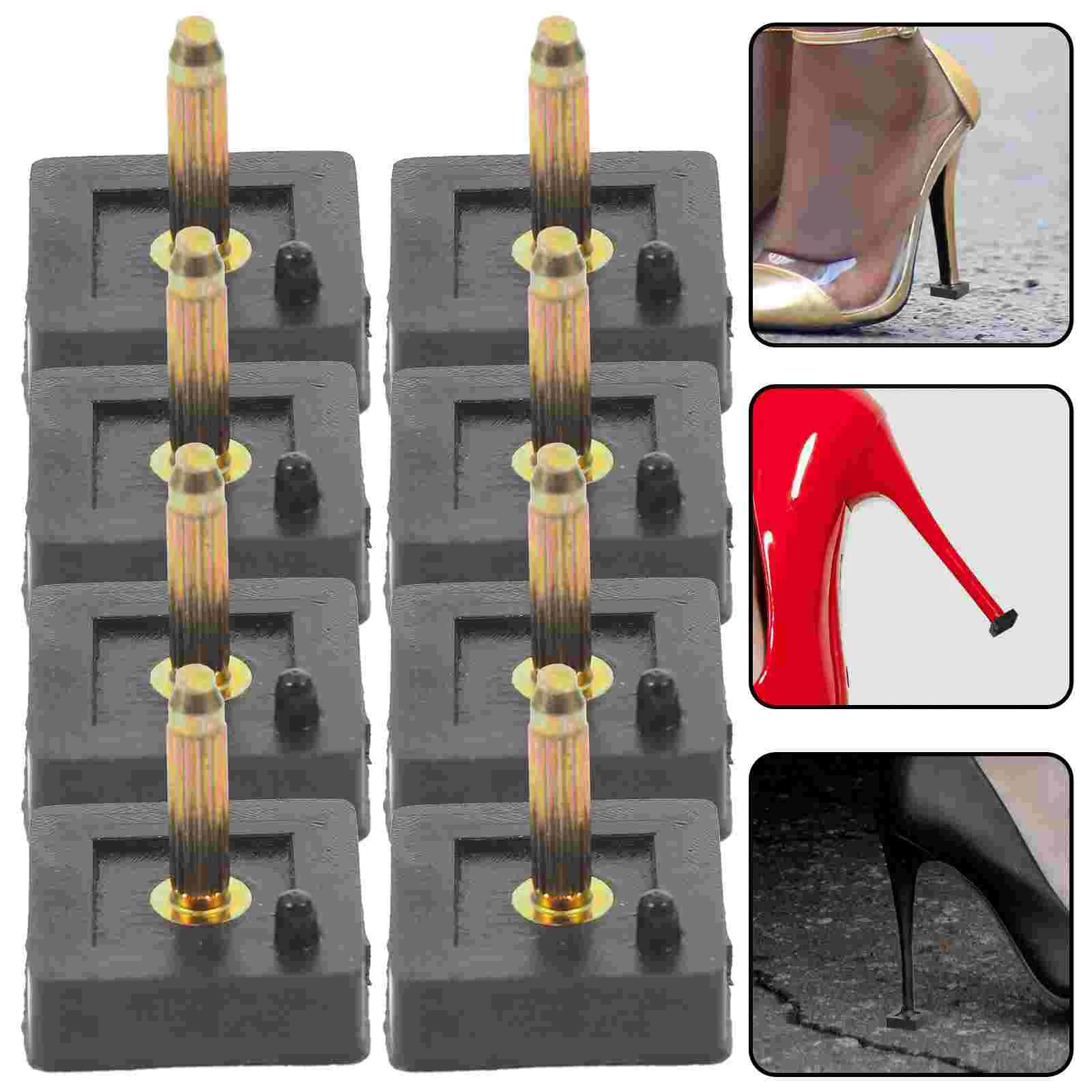 

5 Pairs Square High Heels Caps Tips for Shoes Replacement Repair Pin Pvc