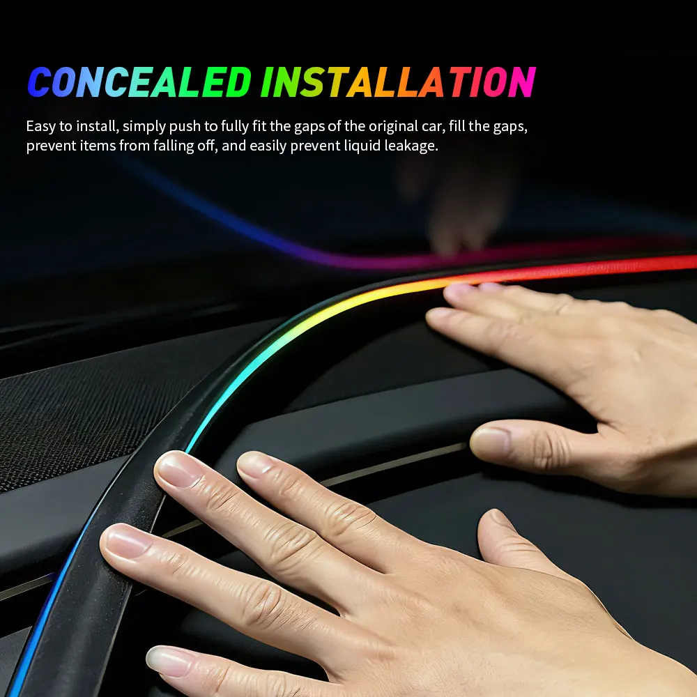 140/150CM Car Interior Symphony Acrylic Ambient Strip Light LED Hidden Front Soundproofing Strip Instrument Panel Decoration view 4