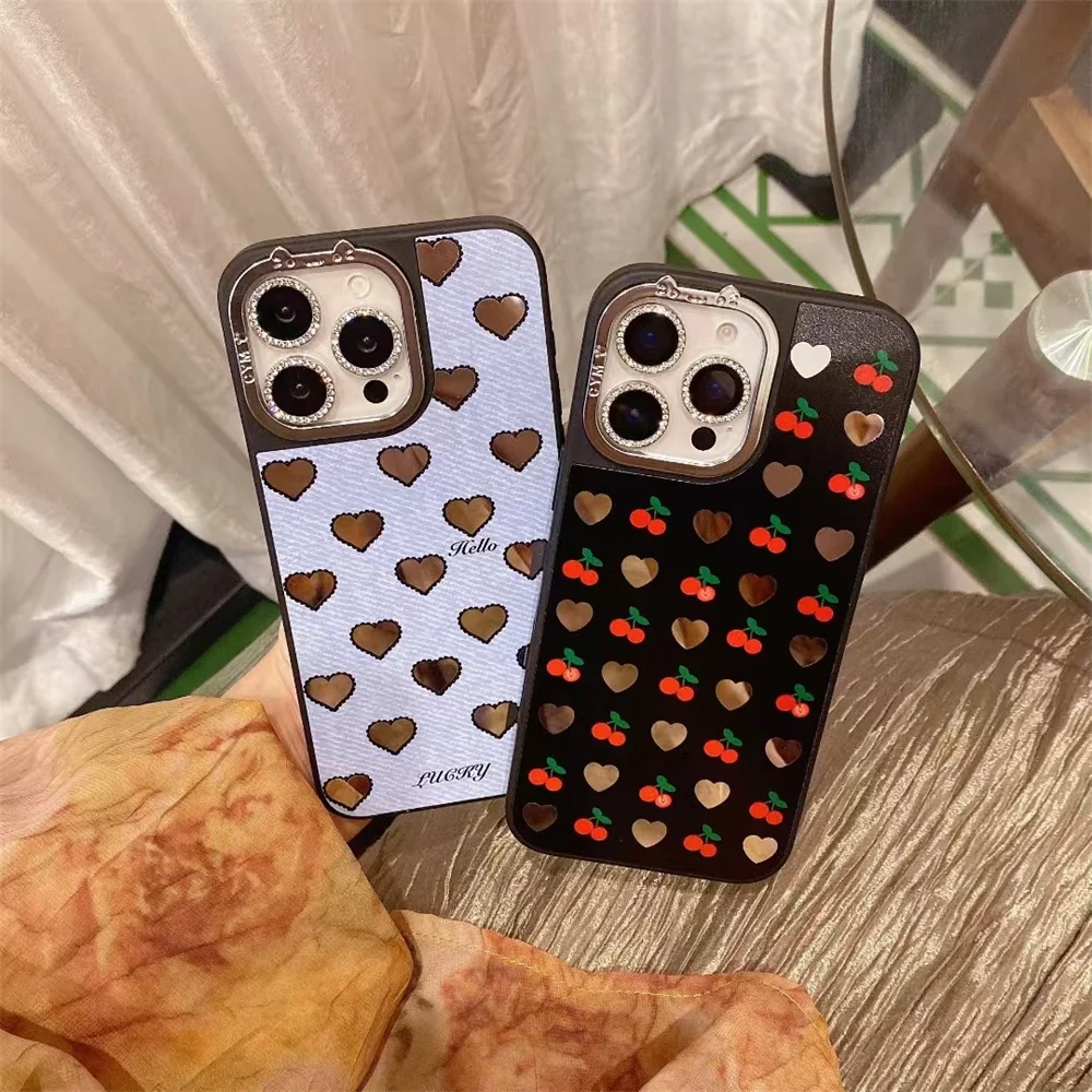 

Fashion electroplated cat ear flower phone case for iPhone 13 14 15 16 Pro Max Luxury Stylish INS Korean Lovely Anti-fall Cover