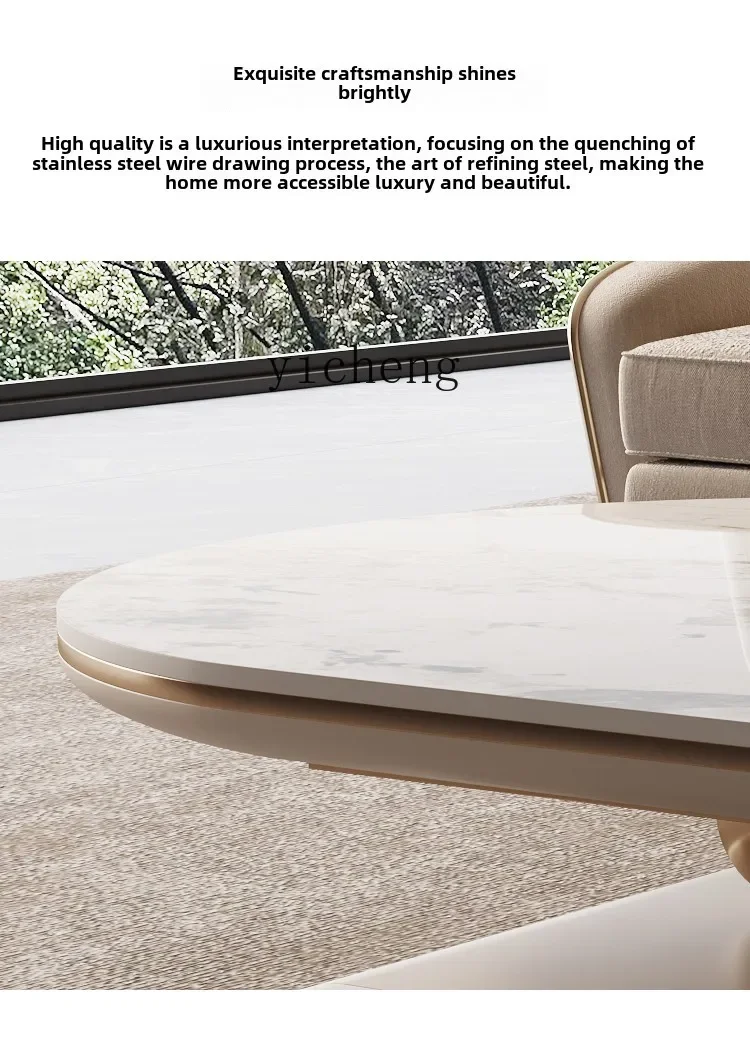 TQH6.12 light luxury rock slab coffee table modern style high-end coffee table oval combination high-end minimalist coffee table