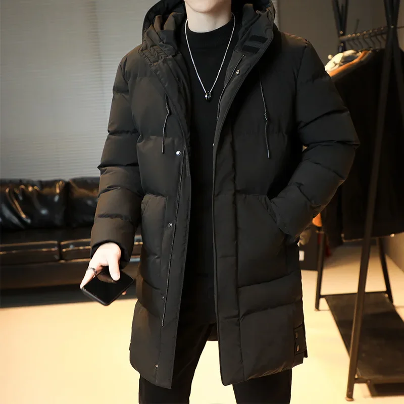 Windbreak Hooded Parkas Male Padded Long Jacket Parkas New Men Casual Korean Style Parkas Men Wind Breaker Outdoor Snow Jacket