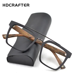 HDCRAFTER Square Glasses Men Women Wooden Fashion Retro Prescription Optical Spectacle Eyeglasses Glasses Frame Vintage Eyewear