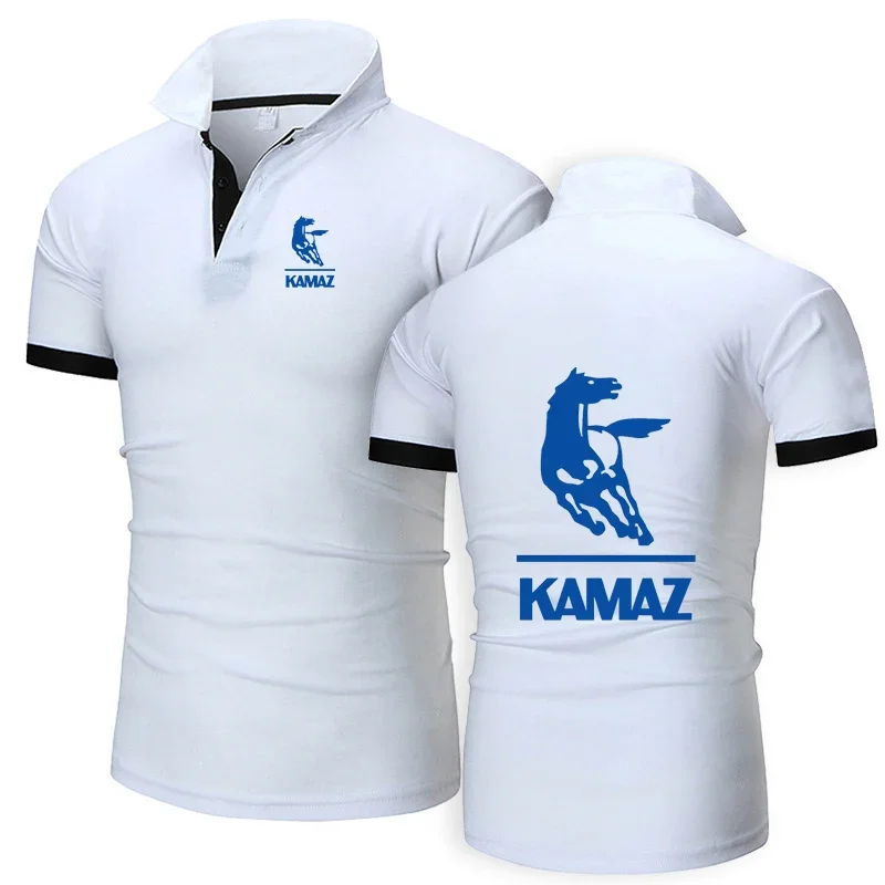 2024 Summer Men's KAMAZ TRUCK Logo Printed High Quality Cotton Business Casual Lapel Collar Solid Color Quick Drying Polo Shirts