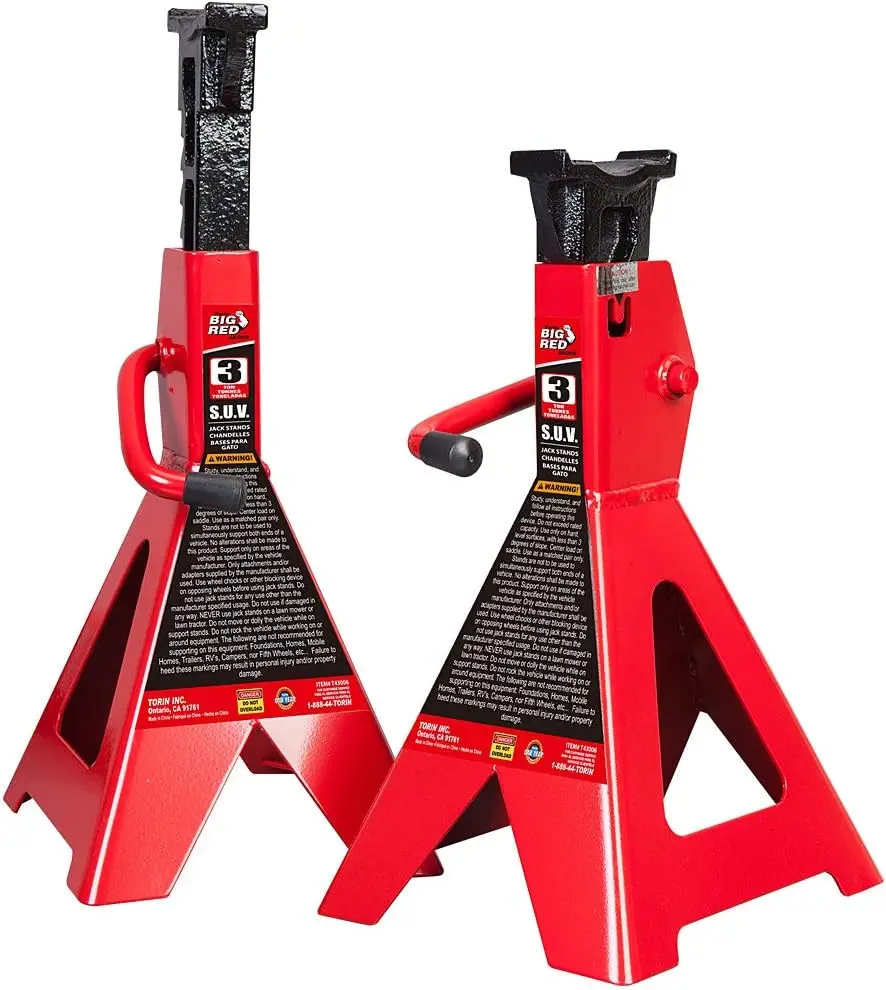 

3 Ton Steel Jack Stands for SUVs and Trucks, Red, 1 Pair - 6,000 lb Capacity