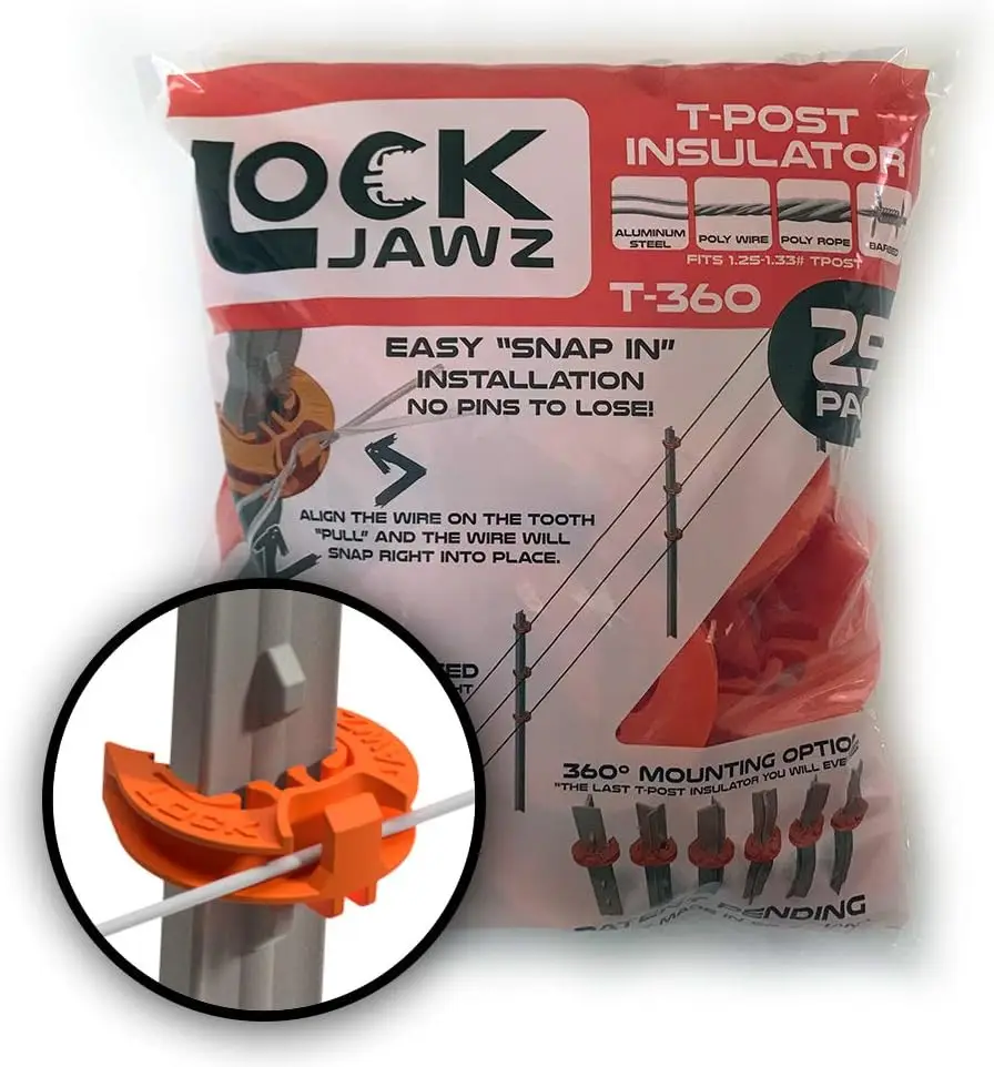 Orange Electric Fence T - Post Insulators in Bulk (100 Qty) for Agricultural Use