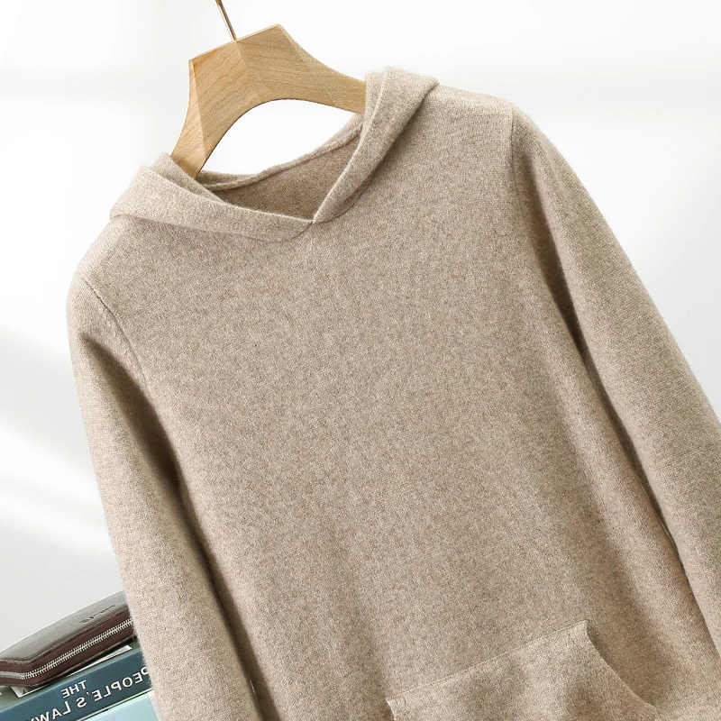 ZOCEPT Thickened Hooded Sweater For Men Winter 100% Quality Cashmere Pullover Sweater Soft Warm Knitted Hooded Jumper Tops