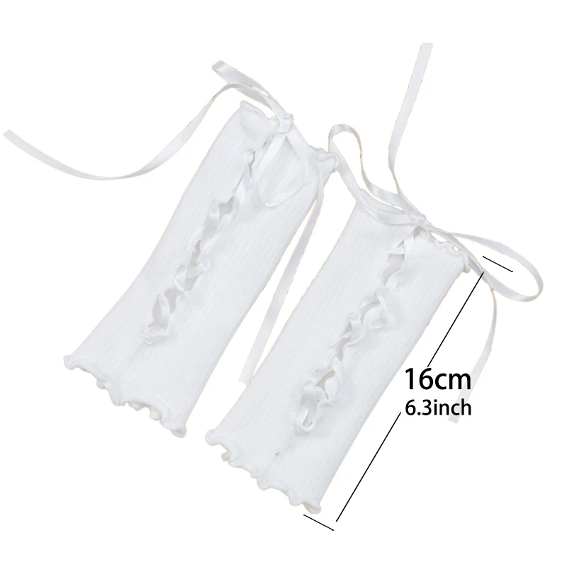 ผู้หญิง Kawaii Lolita Jk ลูกไม้ Fingerless ถุงมือ Gothic DIY สายรัดครีมกันแดดเสื้อผ้าอุปกรณ์เสริมตาข่ายยืดหยุ่น Punk ถุงมือ