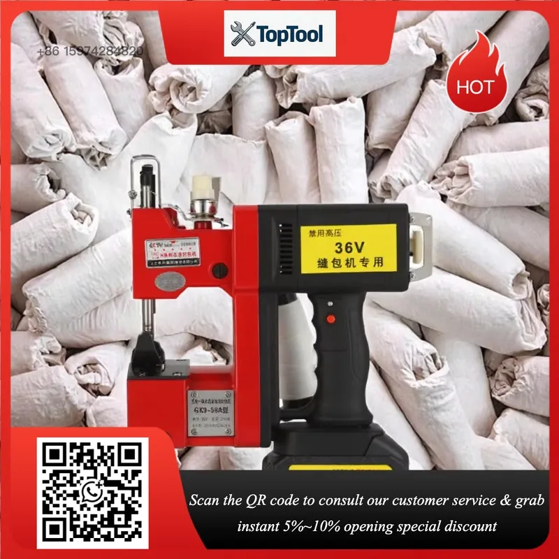 Portable Electric Semi-Automatic Rice Bag Heat Seal Stitching Machine Lithium Battery Easy Operation for Textiles Applications