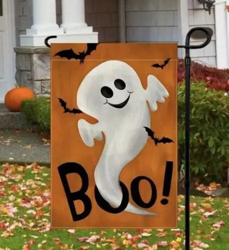 12x18 Inch Ghost Halloween Garden Flag, Double Sided,  Boo Outdoor Yard Flag