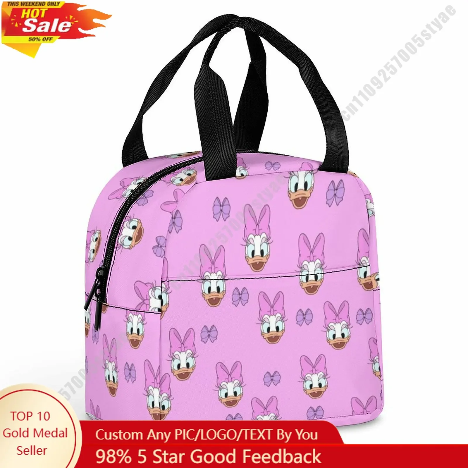 

Daisy Duck Lunch Bag Disney Animal Patterns Bento Bag DIY Custom Text Photo Logo Portable Aluminum Foil Food Bag