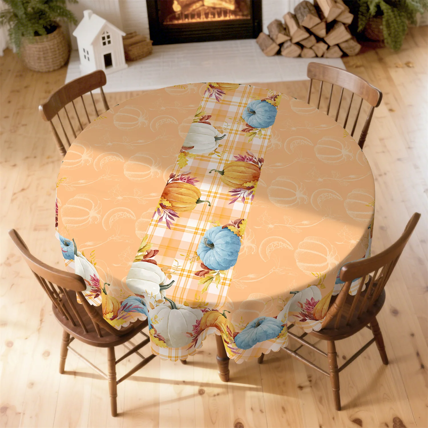 Pumpkin autumn leaves autumn tablecloth, 1 pack, suitable for indoor and outdoor furniture for Thanksgiving partyzyc