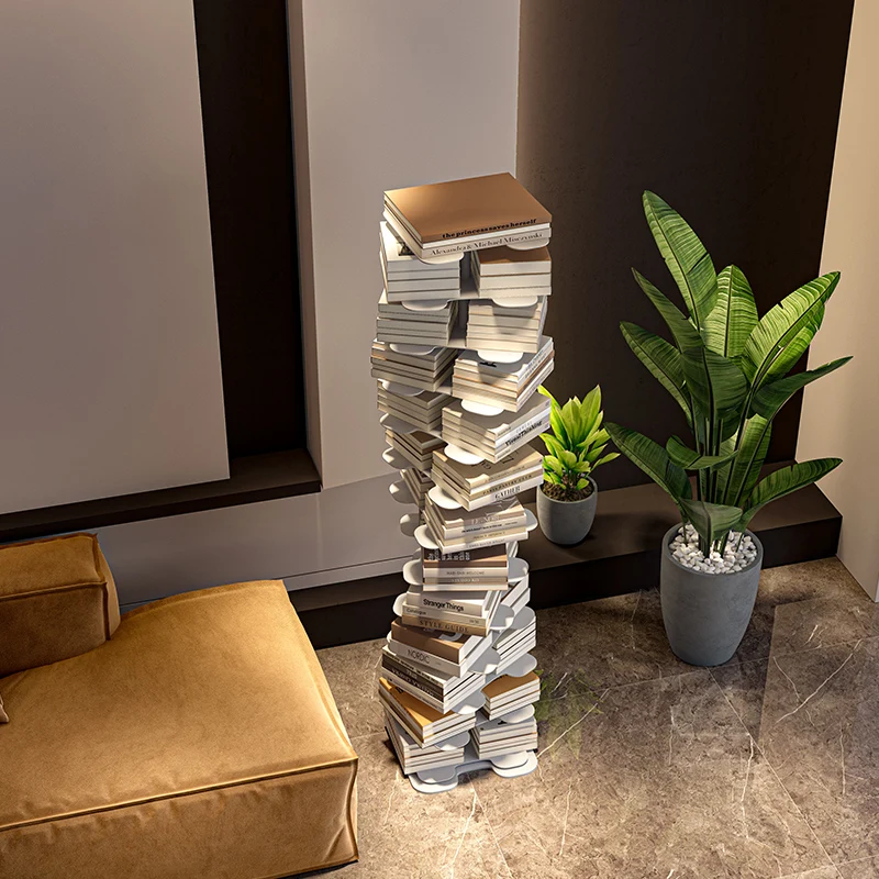 

Light Luxury Spiral Bookshelf Rotating Student Book Storage Rack Shelf Floor Bookcase