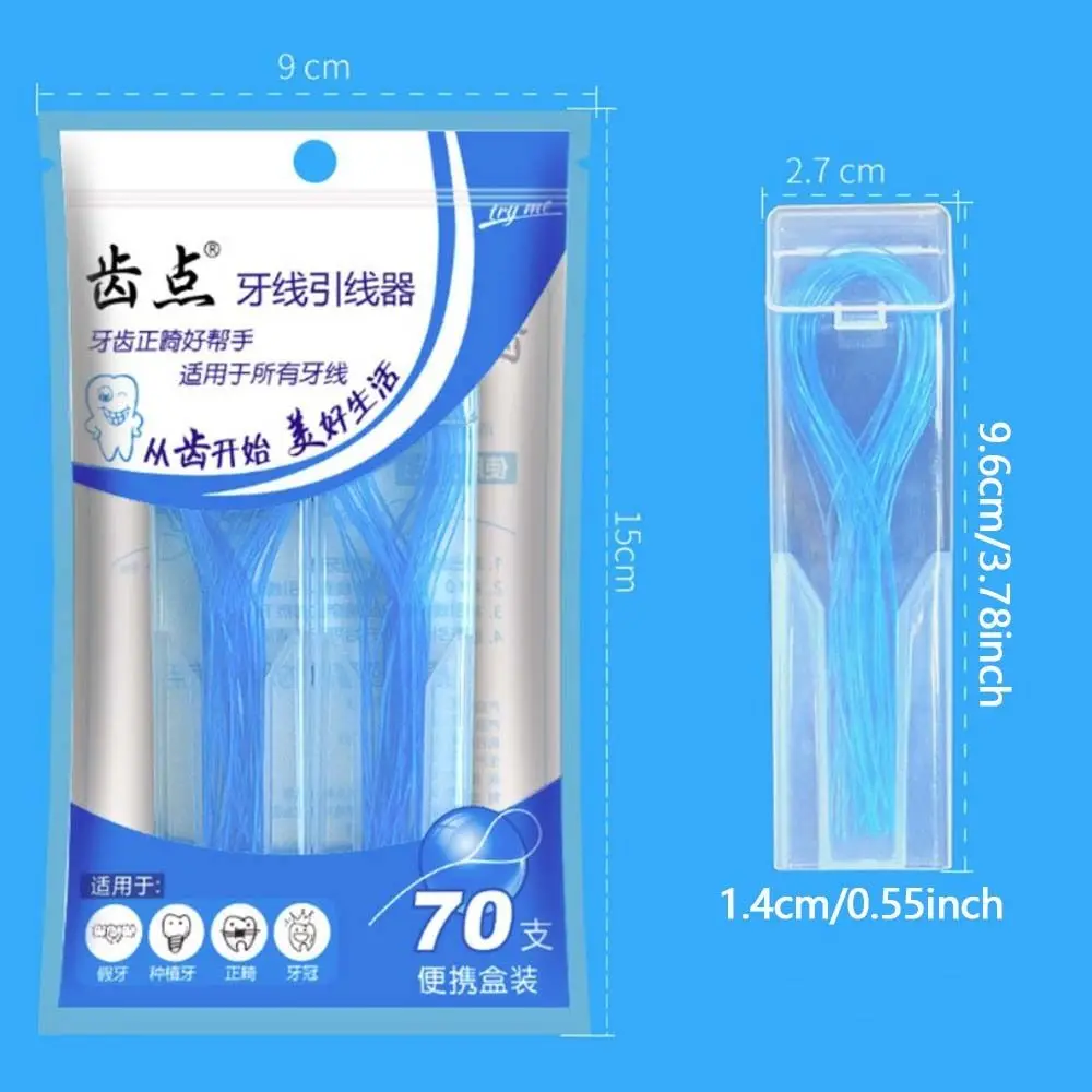 Nylon Loop Design Infila filo interdentale Pulizia ortodontica Ago Staffe per denti Supporto per filo Interdentale monouso per 70 pezzi