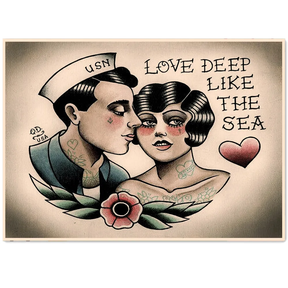 

USN татуировки художественные постеры и принты настенные картины винтажная крафт-бумага струйная печать живопись украшение для спальни и гостиной