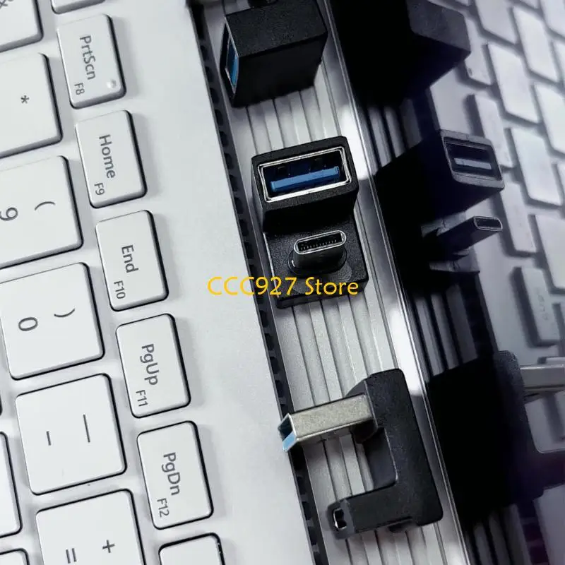 B03F USB C 90 درجة جانبية موصلات زاوية سريعة السرعة شحن محول كبل آمنة للسفر الضيق ودية