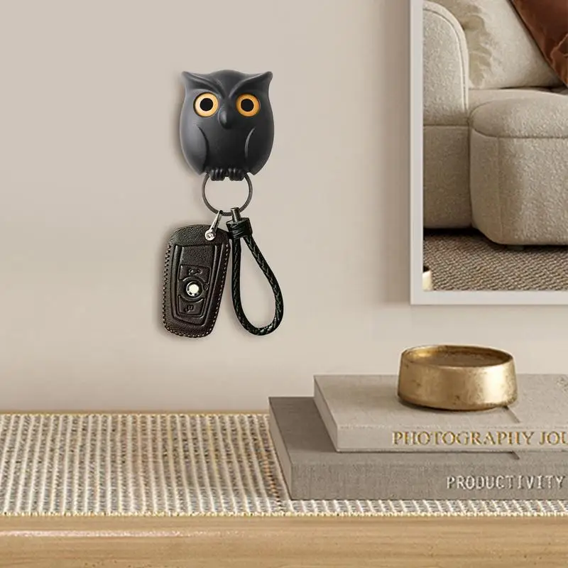 Hooks Owl Magnetic Key Hook Auto Blinking Cute Hooks No Punch Storage Hooks Kitchen Home Wall Decoration Hooks