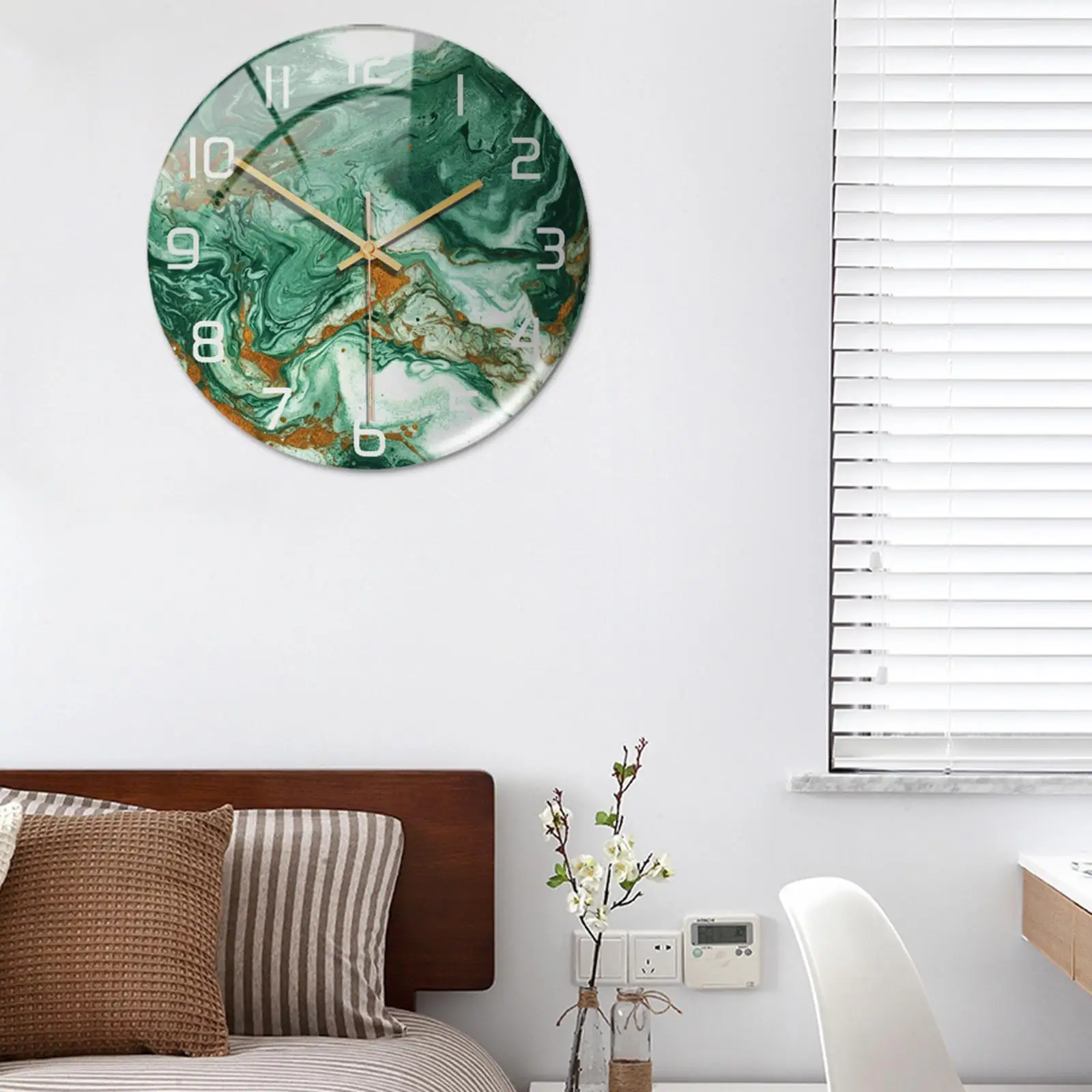 Marbling Wall Clock Silent Non Ticking 12 Inch Wall Clock Battery Operated Modern Style Decorative Clock for Home