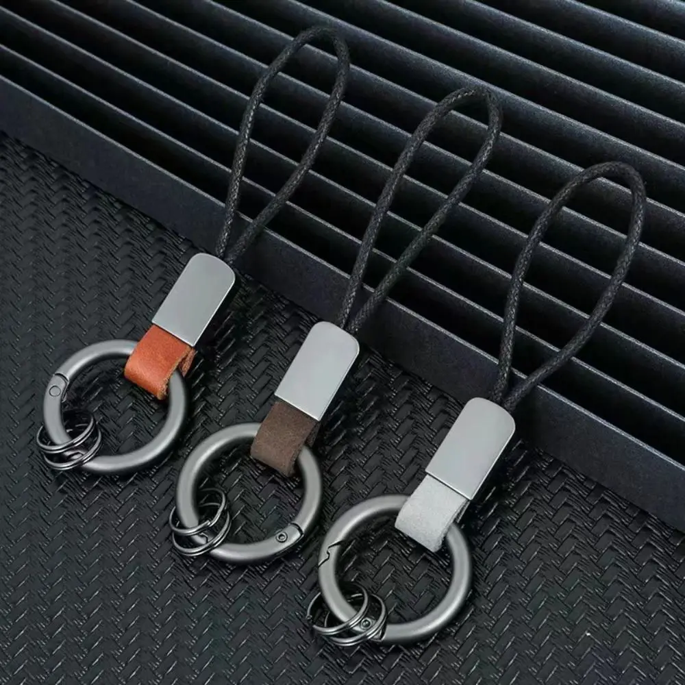 Key Cover Auto Accessories Genuine Leather Keyring Accessories Waist Belt Buckle Carabiner Ring Keychain Outdoor Tool