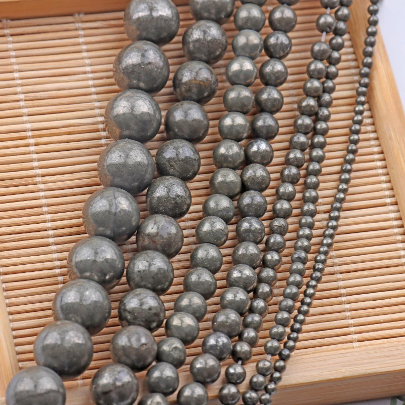New Pyrite Round Beads, Scattered Beads, Handmade DIY Fashion Bracelets, Necklaces, Jewelry Accessories Wholesale