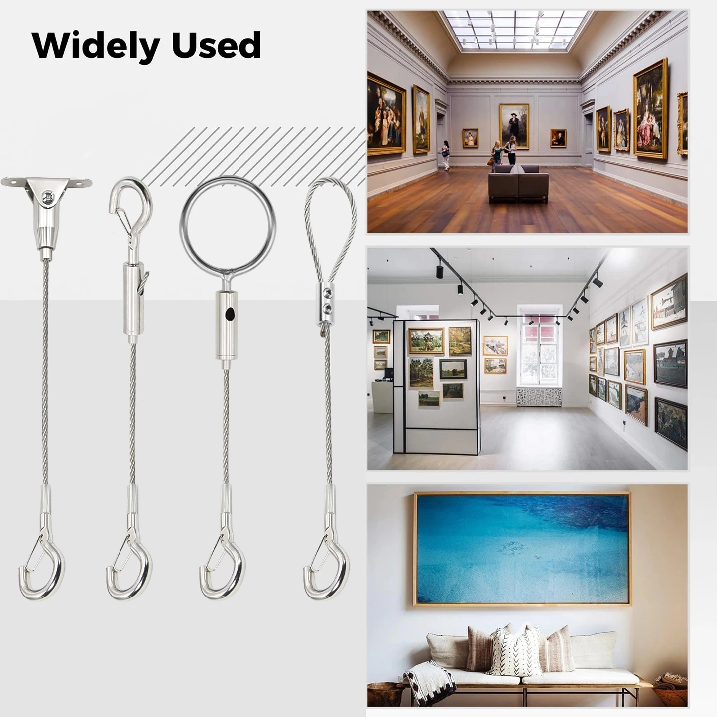 Picture 7: 2mm stainless steel safety rope, 304 stainless steel hanging rope for gallery display, used to hang picture frames