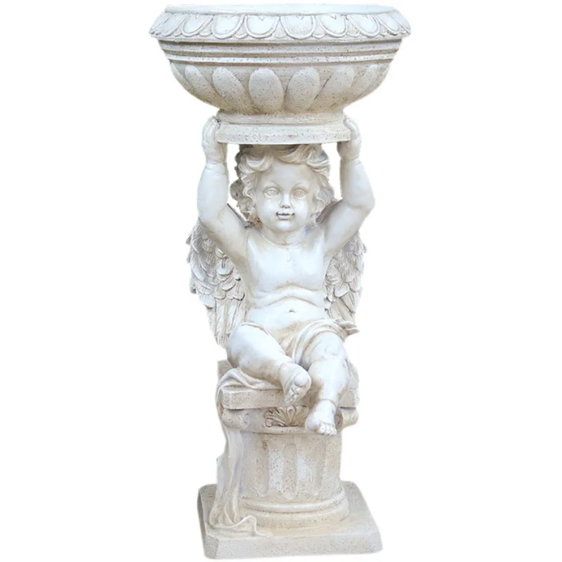 Yy Retro European Angel Feeder Villa Balcony Garden Decoration