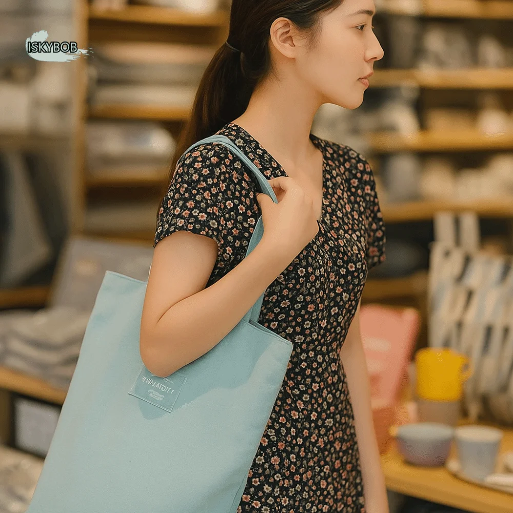 

Durable Eco-friendly Canvas Cloth Bags Exquisite Lightweight Shopping Bags Reusable Folding Double-sided Bags Daily Use