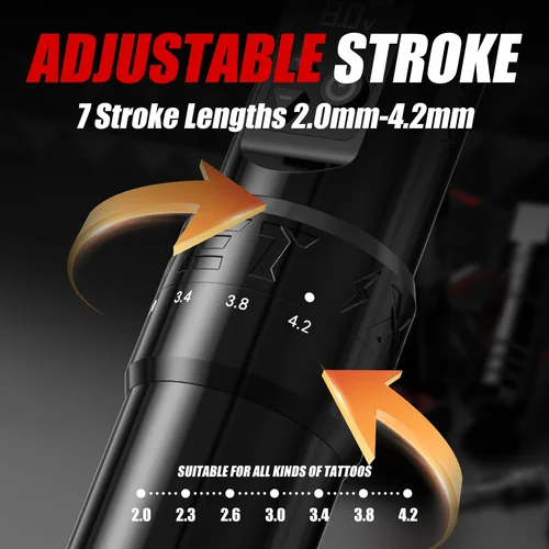 Imagen 2 del producto XNET T1 máquina de tatuaje inalámbrica pluma 7 carrera ajustable Motor personalizado pantalla LCD batería maquillaje microplasty pluma para arte del tatuaje