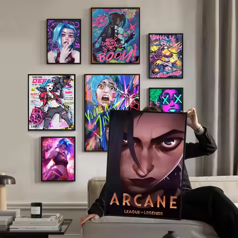Game Arcane L-LOL J-Jinx M-Main Anime Posters Sticky Whitepaper Sticker DIY Room Bar Cafe Kawaii Room Decor