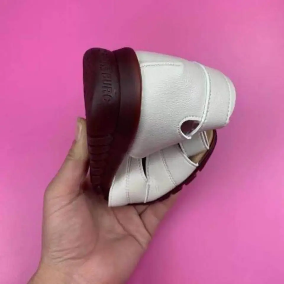 Summer Soft Leather Mom Sandals Real Cow Tendon Anti-Slip Flat Heel Large Size Shoes for Middle-Aged And Elderly People