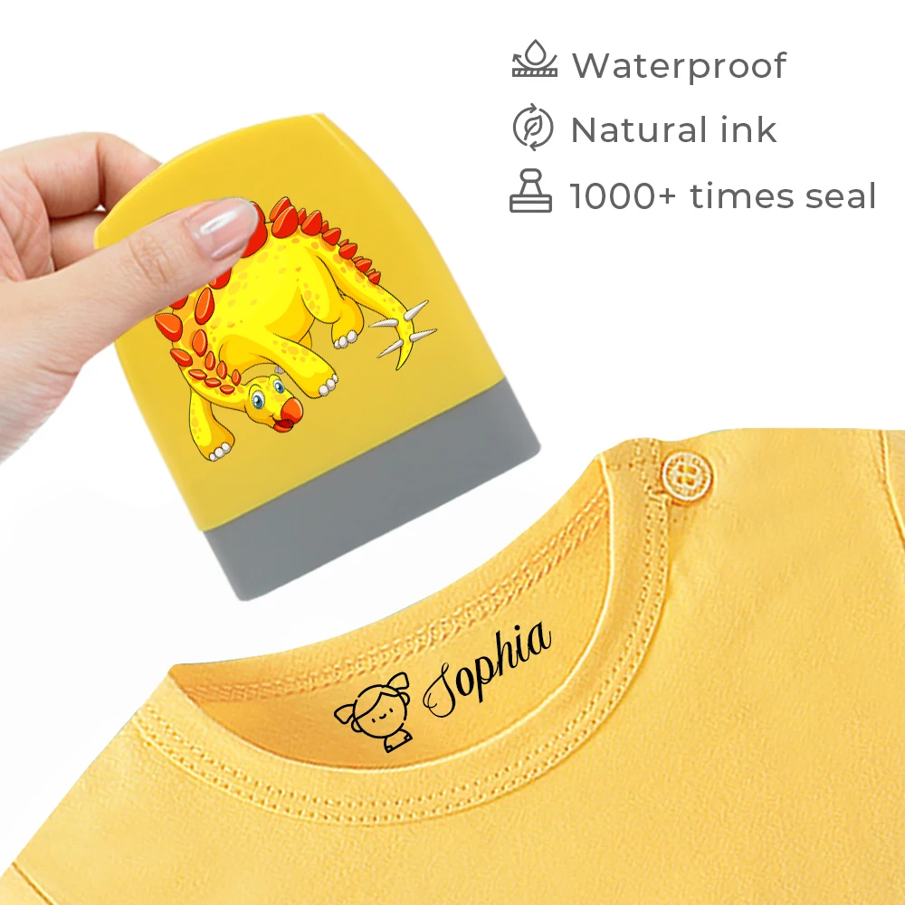 Cute Cartoon Dinosaur Custom Children\'S Name Stamp Diy Lettering Personalized Custom Waterproof Clothing Mark Photosensitive