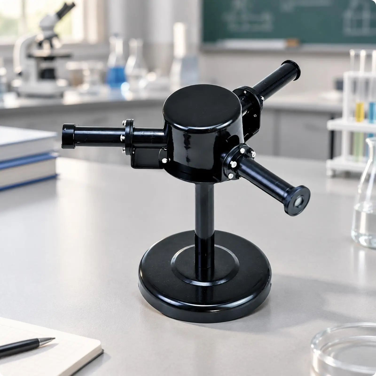 Optical Prism Spectroscope for Student Physics Lab Crystal Light Diffusion Spectrum Viewer with Metal Stand