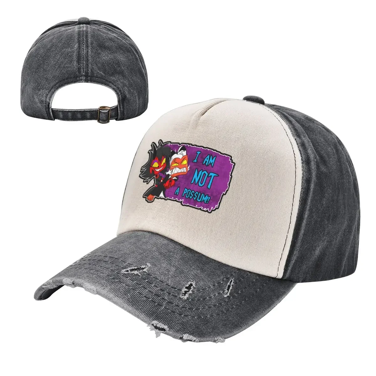 Moxxie Millie Not A Possum Men Women Baseball Cap Helluva Anime Distressed  Hats Cap Outdoor Activities Gift Headwear