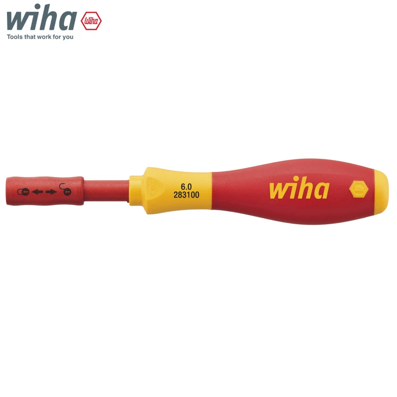 Wiha 34577 VDE Screwdriver with Bit Holder SoftFinish Electric SlimVario Handhalter Mit ClickFix