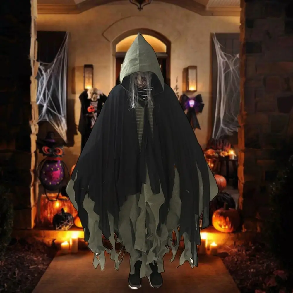 Unisex Halloween Ghost Dementors Cosplay Costume Gothic Horror Zombie Tattered Hooded Capes Day Of The Dead Party Props Cloaks