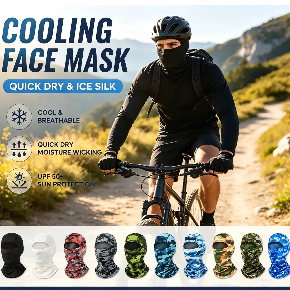 Sommerliche, elastische, atmungsaktive Sturmhaube für Damen und Herren, Sonnenschutz, Fahrrad-Vollgesichtsmaske, Schal zum Wandern, Angeln, Skifahren