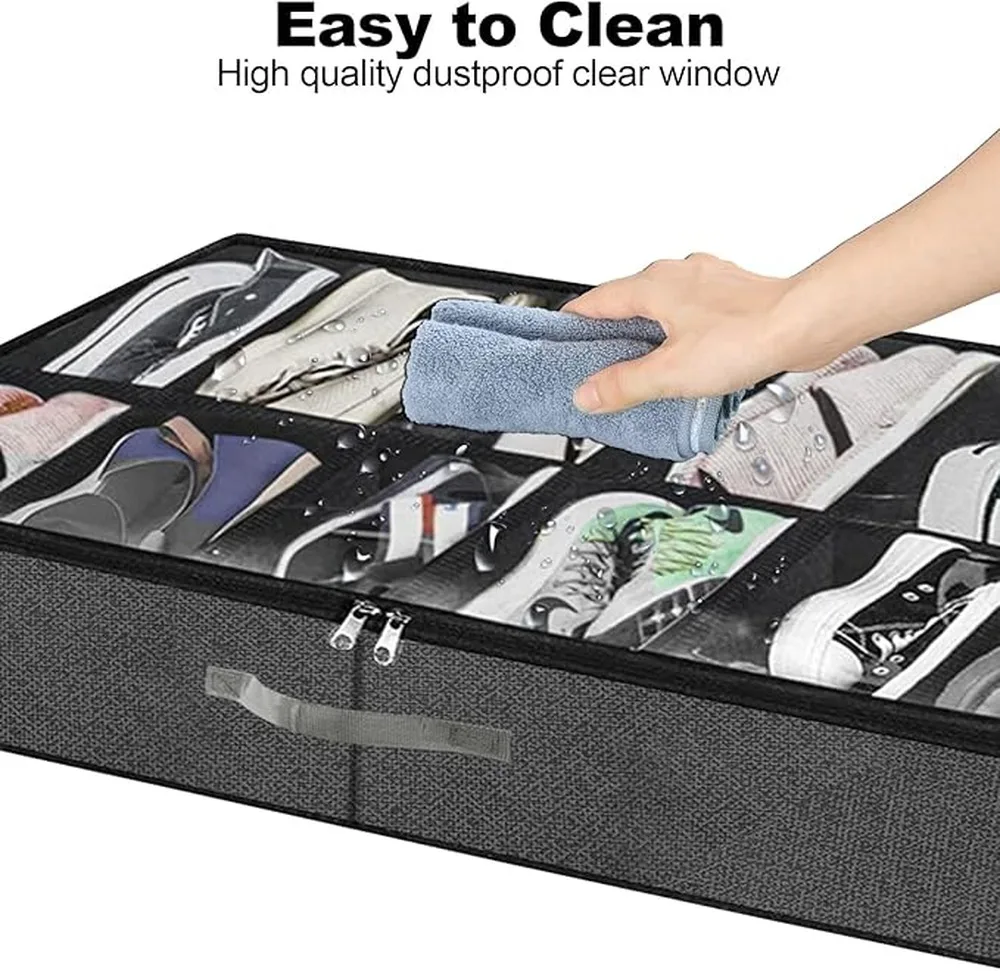 Underbed Shoe Organizer Storage Shoe Organizer Pack Of 2 Holds Up To 24 Pairs In Under Bed Space