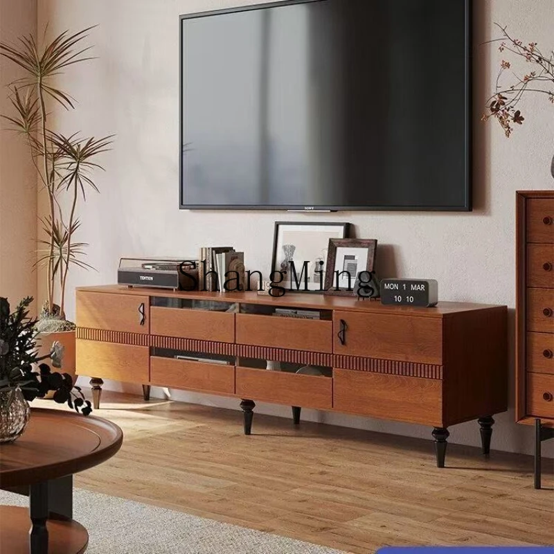 

ZYY medieval TV cabinet living room home retro TV cabinet solid wood floor bedroom floor cabinet