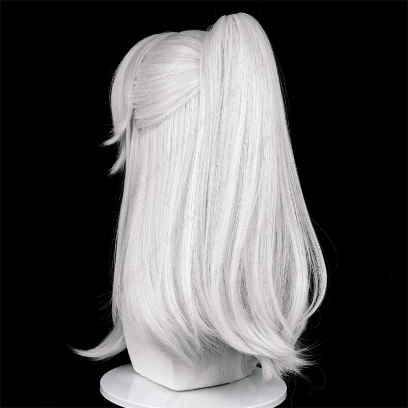 HSR Jing Yuan Cosplay Wig 50cm Long Silver White Ponytail Wigs Scalp Hair Heat Resistant Synthetic Wigs