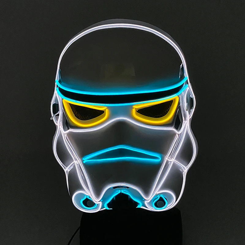 Popularne Halloween świecące mieszane kolory maska LED Light Up Horror maska Luminous Neon Cosplay maska na twarz Rave Halloween Supplies