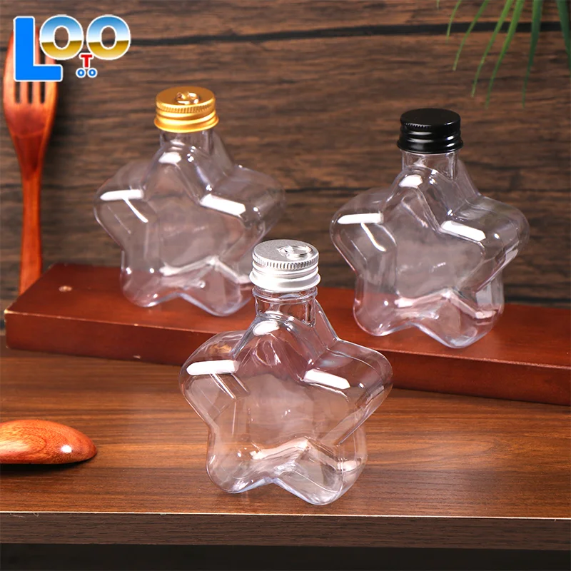 200 мл пластиковая бутылка с милой звездой, прозрачная бутылка для чая с молоком, кофе, прозрачная бутылка для питья, чашка для воды, бутылки для сока, напитков