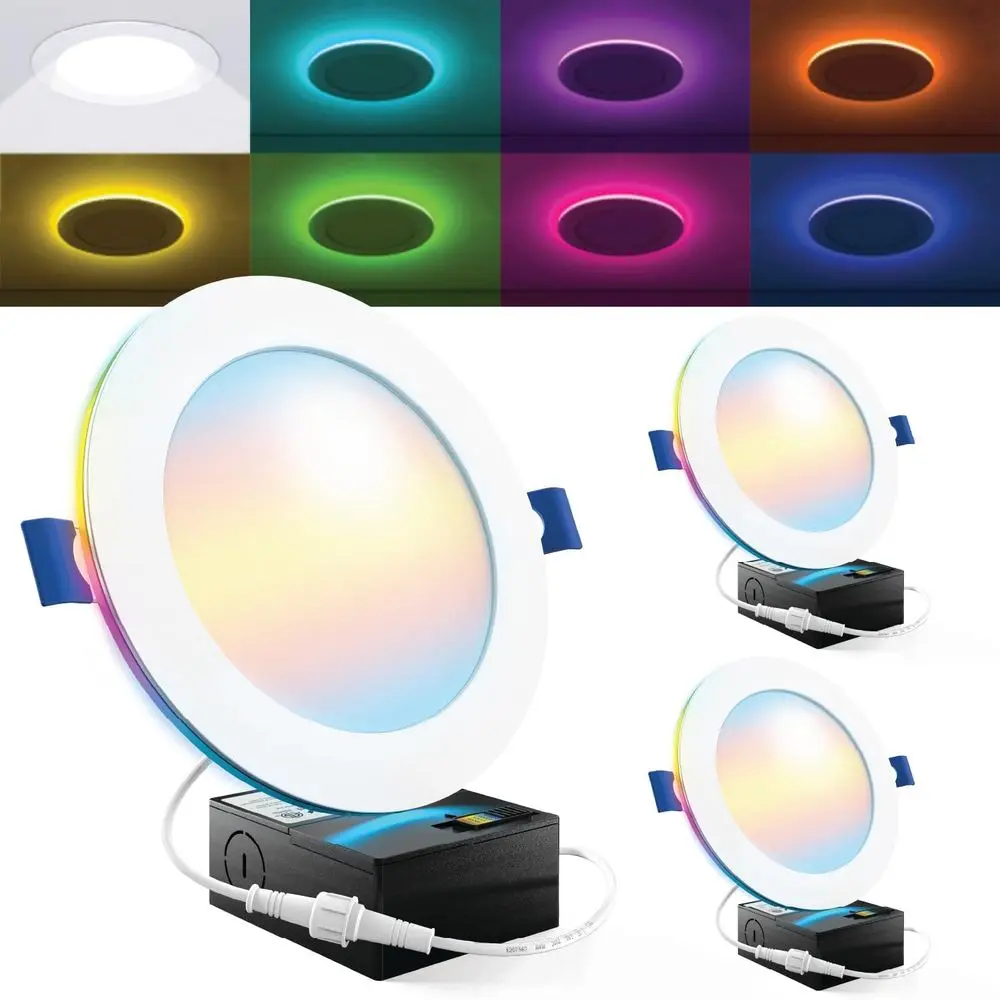 

Комплект из 2 ультратонких встраиваемых светодиодных потолочных светильников 6 дюймов с ночником, регулируемой цветовой температурой от 2700K до 6000K, диммируемые, 15 Вт, с плавной регулировкой.