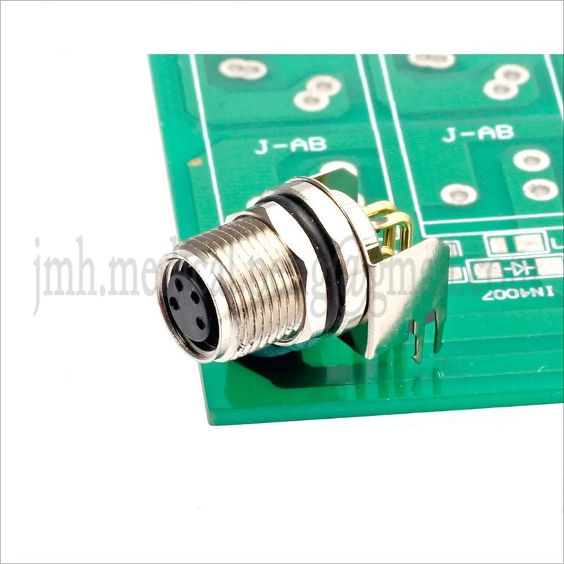 M8 Aviation Plug Bent Pin Socket 3-Core 4-Pin 5P6 Holes 8-Core Waterproof IP67/68 Welded PCB Connectors Ground Type