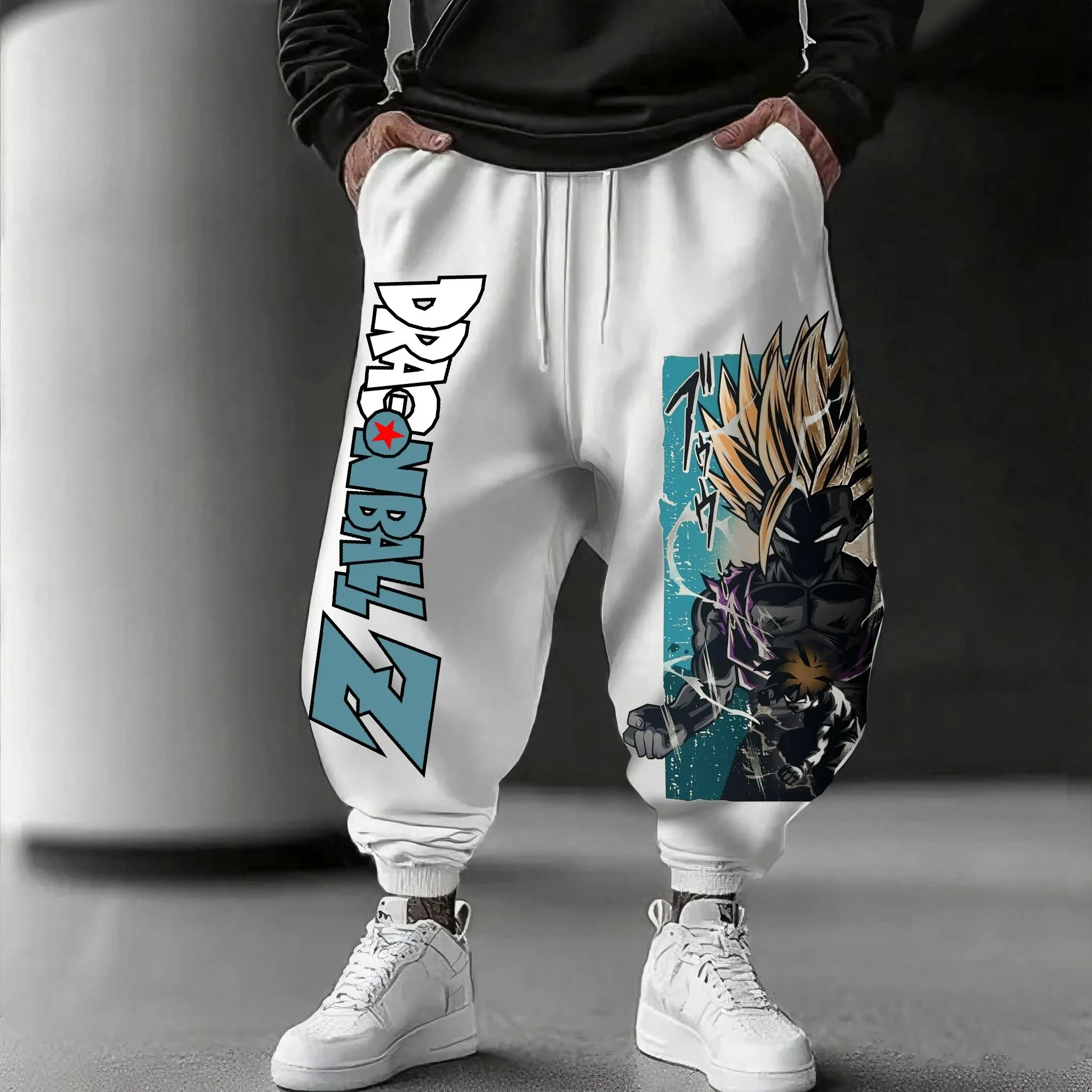 Dragon Ball Men's Sweatpants Autumn/Winter Streetwear Vintage Anime Loose Drawstring Casual Plus Size Harajuku Hip Hop Pants