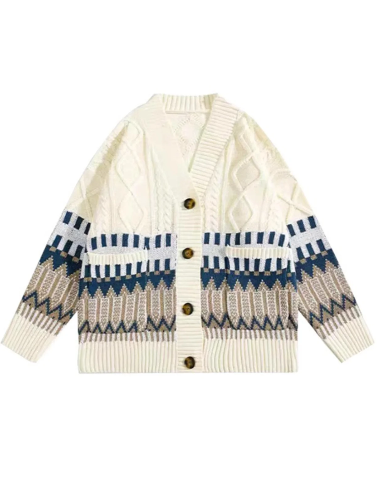 

Retro Men's Knitted Sweater Cardigan Fce Lined Thiened Couple Outerwear Spring Autumn New Sle Youth Faion