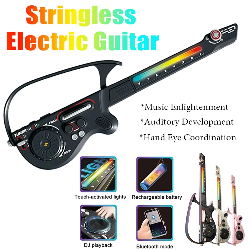 

Multifunctional Stringless Electric Guitar Foldable DJ Guitar with Ambient Light Bluetooth Connectivity Musical Instrument Gift