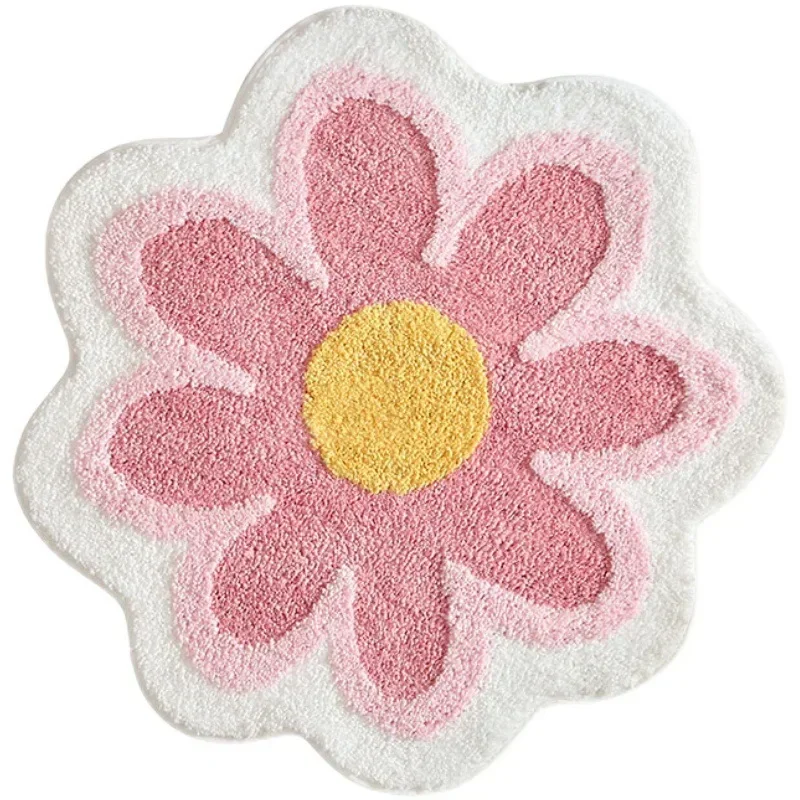 Living Room Children\'s Room Bathroom 1pc 2024 New Lovely Sun Flowers Imitation Cashmere Carpet Floor Mat Absorbent Non-slip Mat